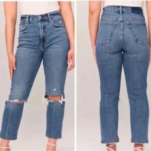 Abercrombie & Fitch the Ankle Straight Ultra High Rise Jeans Distressed Sz 28/6